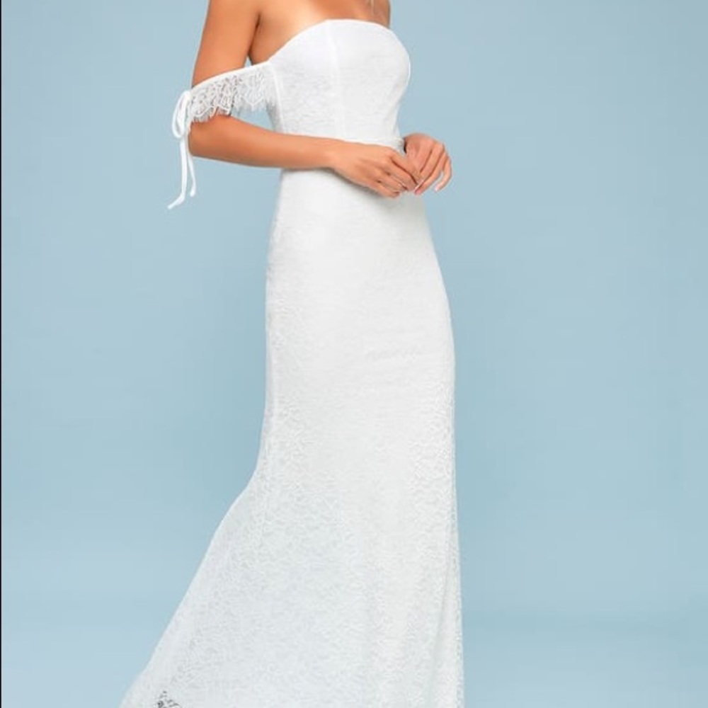 Lulus White Piper Lace Maxi Dress Off The Shoulder